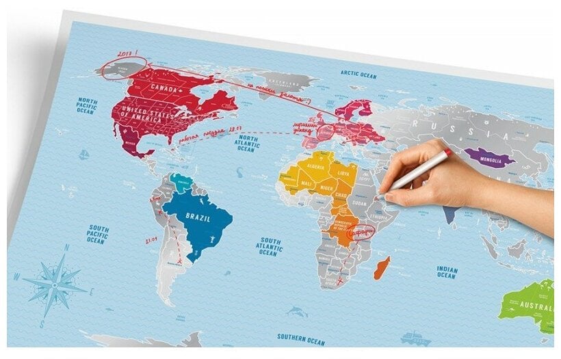 Идея для подарка: 1DEA.me скретч-карта мира Holiday World, 80 60 см
