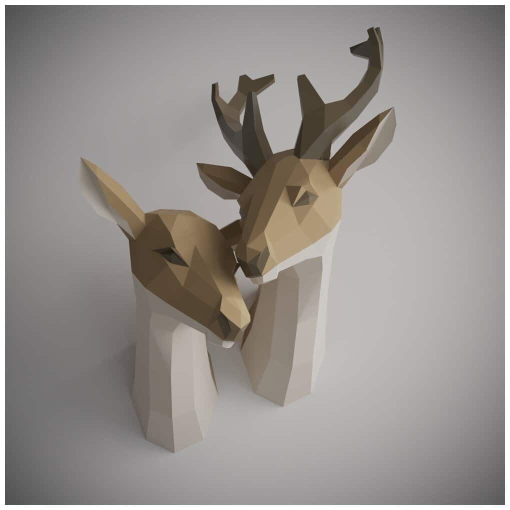 Идея для подарка: 3D-конструктор оригами фигура Оленята подарочный набор на новый год 2022 для сборки полигональной фигуры