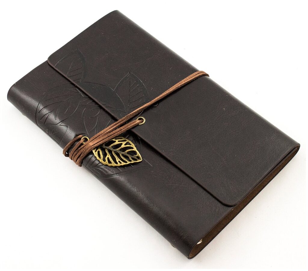Идея для подарка: Блокнот, записная книжка, ежедневник, тетрадь на кольцах, со сменным блоком, крафт, экокожа Эврика (Листья 12х18 см, темно-коричневый) подарочный