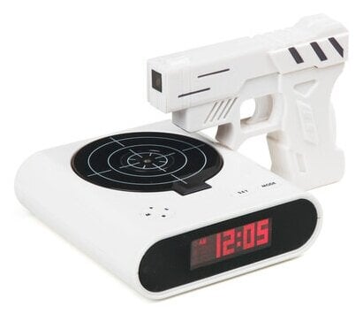 Идея для подарка: Часы-будильник с мишенью и лазерным пистолетом Gun Alarm Clock
