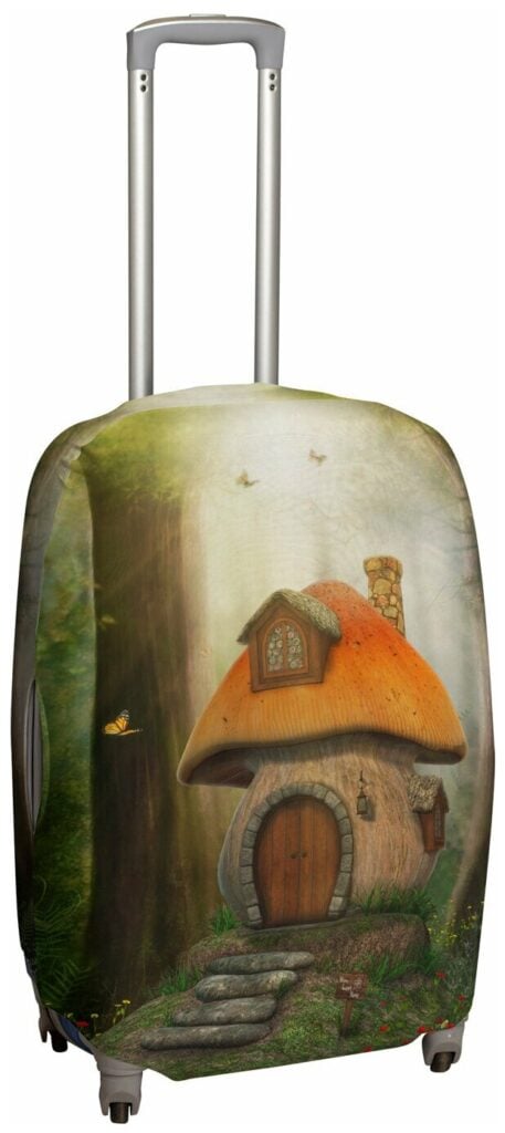 Идея для подарка: Чехол для чемодана Грибной домик Размер S 50x60 MARRENGO