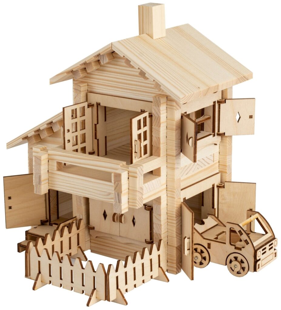 Идея для подарка: Деревянный конструктор лесовичок les 029 Новый Домик №3 набор из 185 деталей