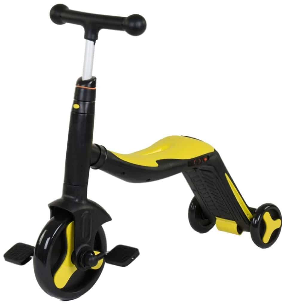 Идея для подарка: Детский 3-колесный самокат-беговел CS Toys FL-868, черный/желтый
