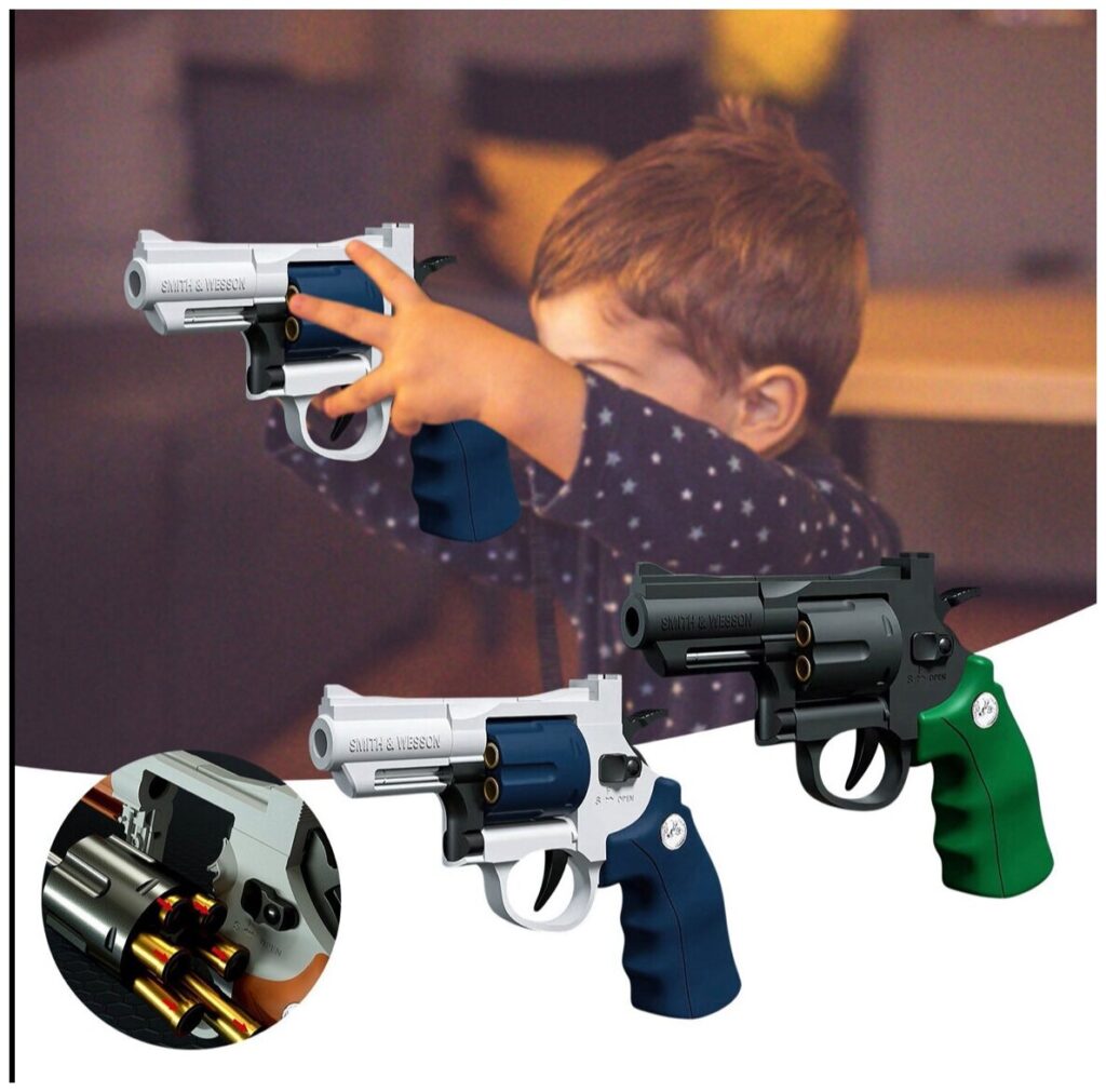Идея для подарка: Детский пневматический револьвер Кольт «Smith&Wesson» с гильзами и мягкими пулями