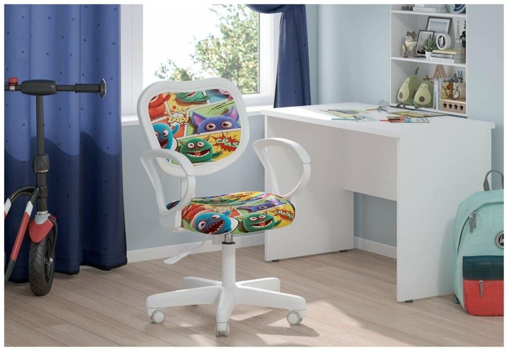 Идея для подарка: Детское компьютерное кресло CHAIRJET KIDS 106 с подлокотниками, велюр, принт монстры