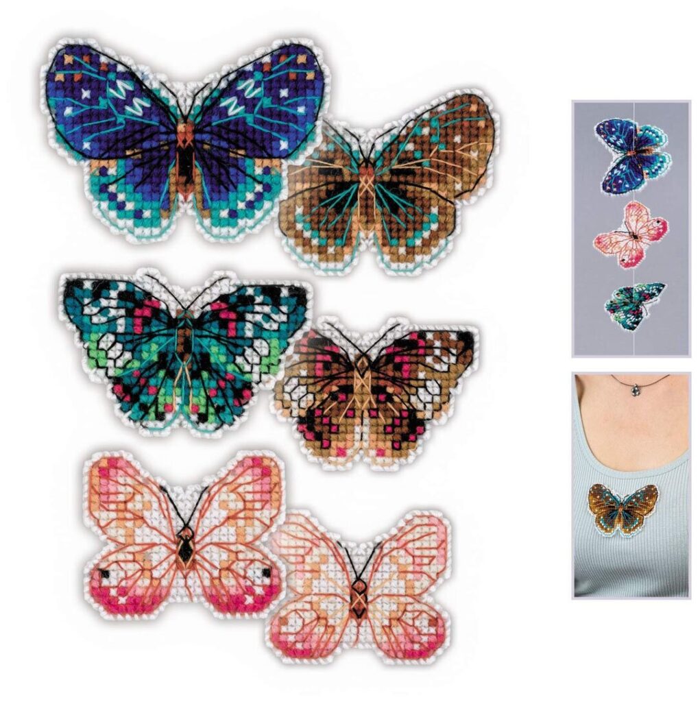 Идея для подарка девочке: 1997АС Набор для вышивания Риолис Парящие бабочки 9*6, 8*5, 6*5 см