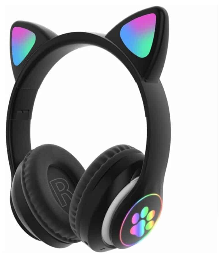 Идея для подарка девочке: Беспроводные Bluetooth наушники с кошачьими светящимися ушками для детей и взрослых / Cat Ear VZV-28M