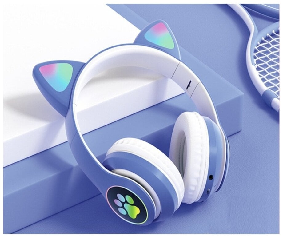 Идея для подарка девочке: Беспроводные Bluetooth наушники с кошачьими светящимися ушками для детей и взрослых / Cat Ear VZV-28M