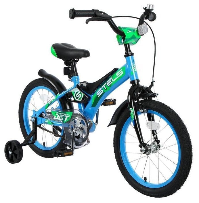 Идея для подарка девочке: Детский велосипед STELS Jet 14 Z010 (2020) голубой/зеленый 8.5" (требует финальной сборки)