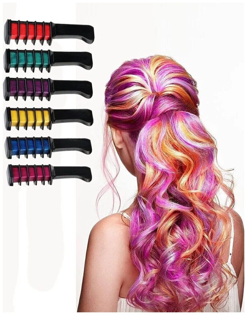 Идея для подарка девочке: Мелки для волос с насадкой, набор, 6 цветов