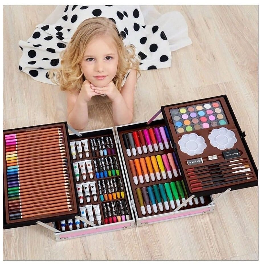 Идея для подарка девочке: Набор для рисования и творчества в чемодане, 145 предметов (Пони розовый)