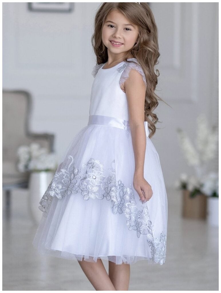 Идея для подарка девочке: Нарядное платье ALOLIKA Сантана (белый 122)
