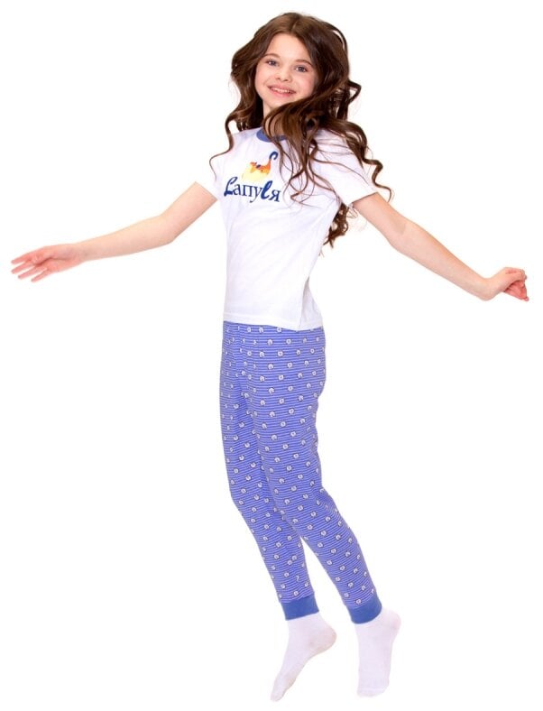 Идея для подарка девочке: Пижама N.O.A. 11349 для девочки, цвет белый/сиреневый, размер 128-134