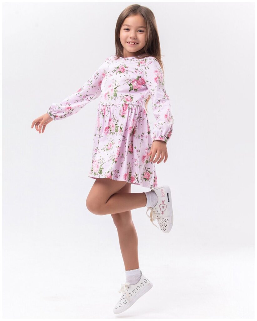 Идея для подарка девочке: Платье для девочки HappyFox, HFLUN2111 размер 104, цвет цветы. розовый