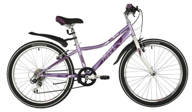 Идея для подарка девочке: Подростковый горный (MTB) велосипед Novatrack Alice 24 6.V (2021) лиловый 10" (требует финальной сборки)