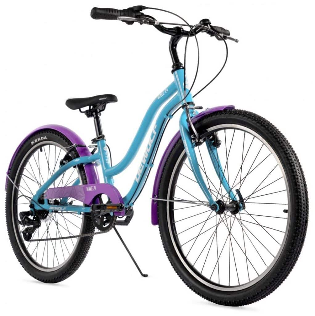 Идея для подарка девочке: Подростковый городской велосипед Dewolf Wave 24 (2022) голубой/сиреневый (требует финальной сборки)