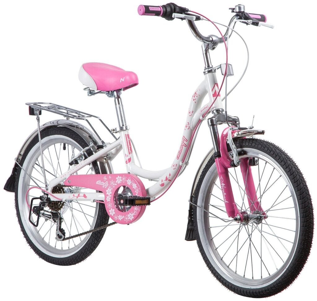 Идея для подарка девочке: Подростковый городской велосипед Novatrack Butterfly 20 6 (2019) розовый (требует финальной сборки)