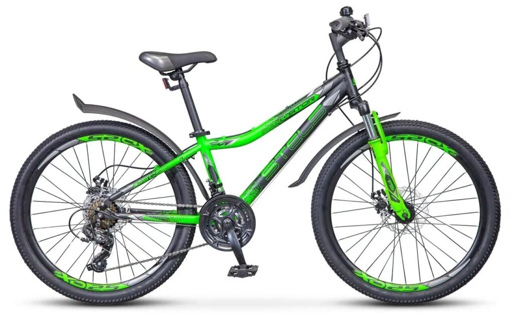Идея для подарка девочке: Подростковый велосипед STELS Navigator 410 MD 24" 21-sp V010 Чёрный/зелёный (требует финальной сборки)