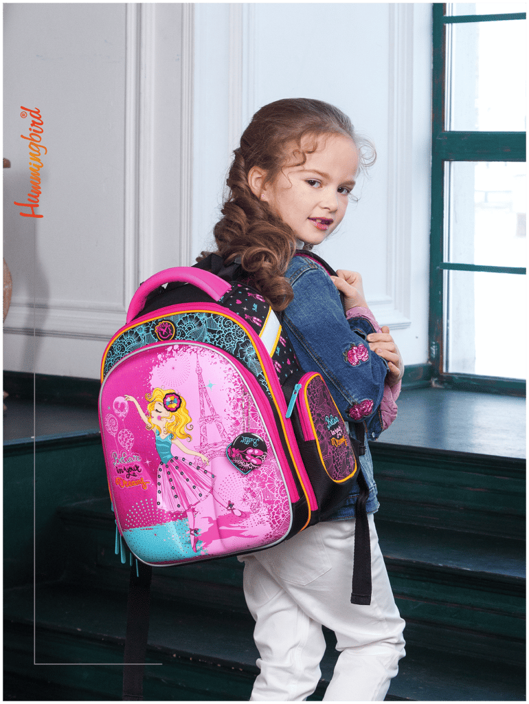 Идея для подарка девочке: Школьный ранец / рюкзак / портфель для девочки Hummingbird, каркасный, ортопедический, 2 отделения, мешок для обуви, брелок и значок в подарок
