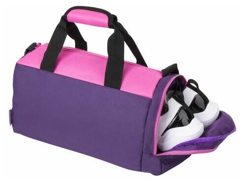 Идея для подарка девочке: Сумка спортивная юнландия с отделением для обуви, комплект 5 шт., 40х22х20 см, фиолетовый/розовый, 270094