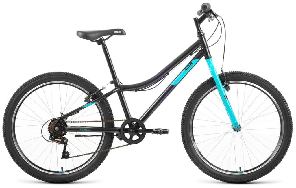 Идея для подарка девочке: Велосипед ALTAIR MTB HT 24 1.0 2022 рост 12" черный/голубой