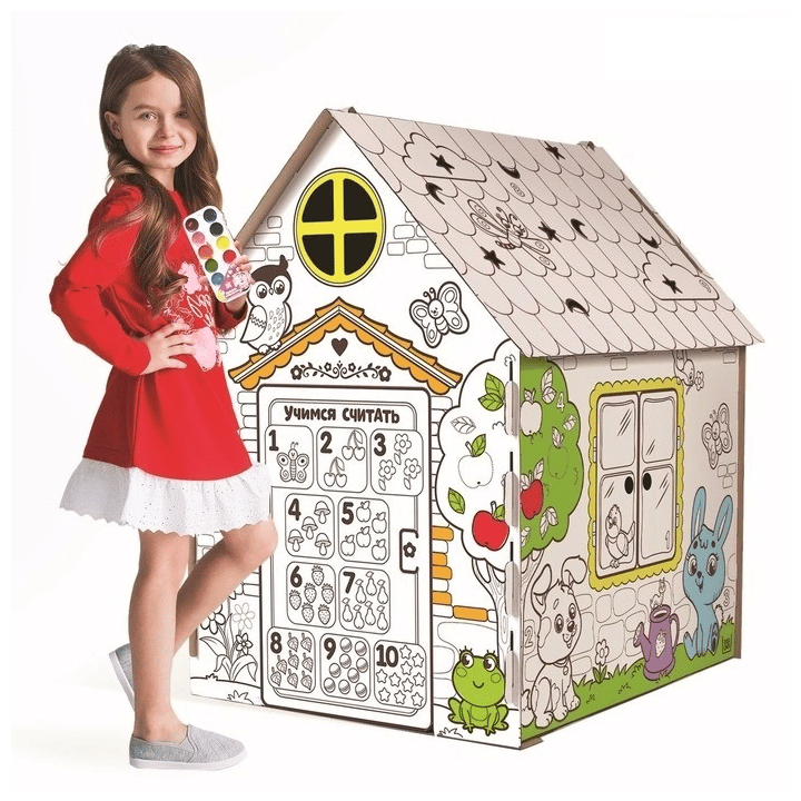 Идея для подарка: Дом-раскраска из картона "Мой домик"