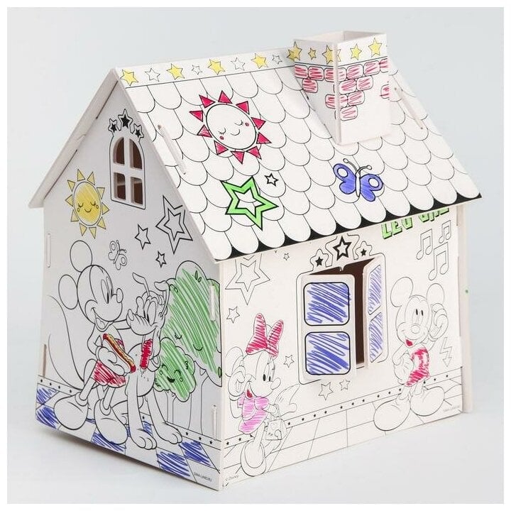 Идея для подарка: Домик раскраска, набор для творчества "Дом", 3 в 1, Микки Маус
