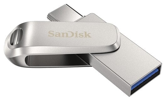 Идея для подарка: Флешка SanDisk Ultra Dual Drive Luxe USB/Type-C 32 ГБ, серебристый