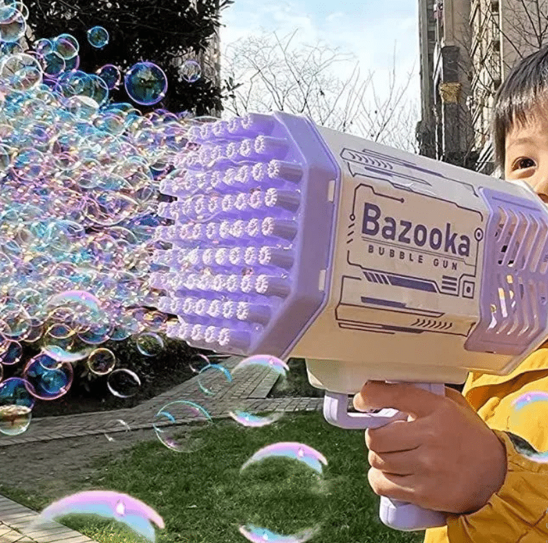 Идея для подарка: Генератор мыльных пузырей Базука Пистолетик пузырьковый с 70 отверстиямисиреневый