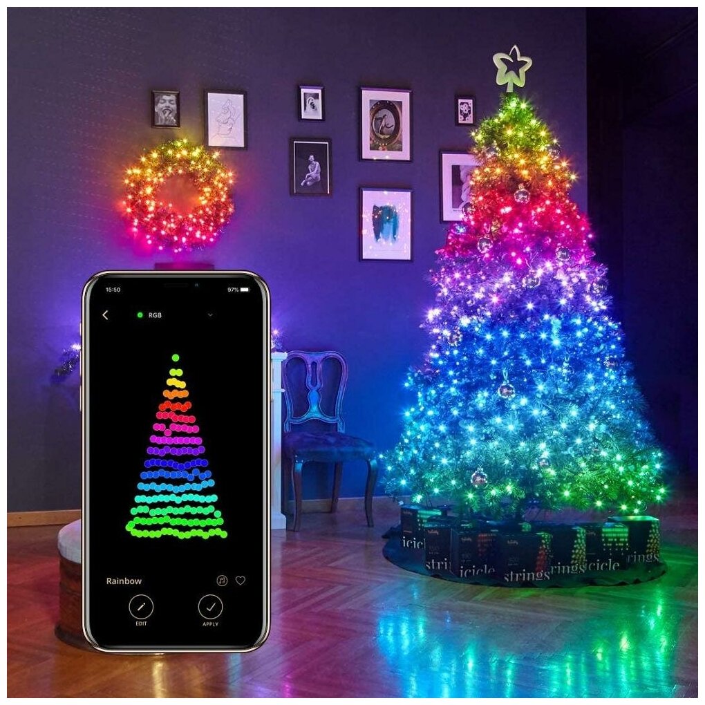 Идея для подарка: Гирлянда NEON-NIGHT Твинкл Лайт, 20 м, 200 ламп, разноцветный/черный провод