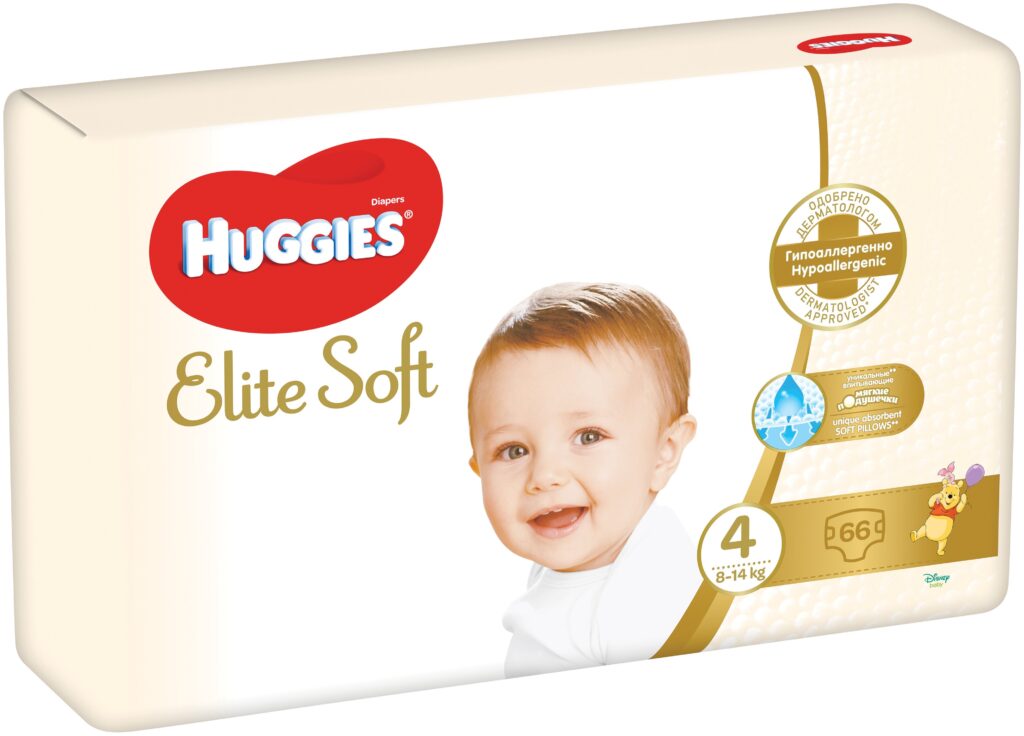 Идея для подарка: Huggies подгузники Elite Soft 4 (8-14 кг), 66 шт.