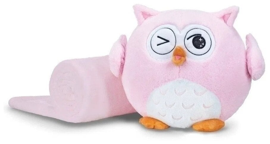 Идея для подарка: Игрушка-подушка сова с пледом 3 в 1 Dormeo Луни-Ку, 33 см, розовый