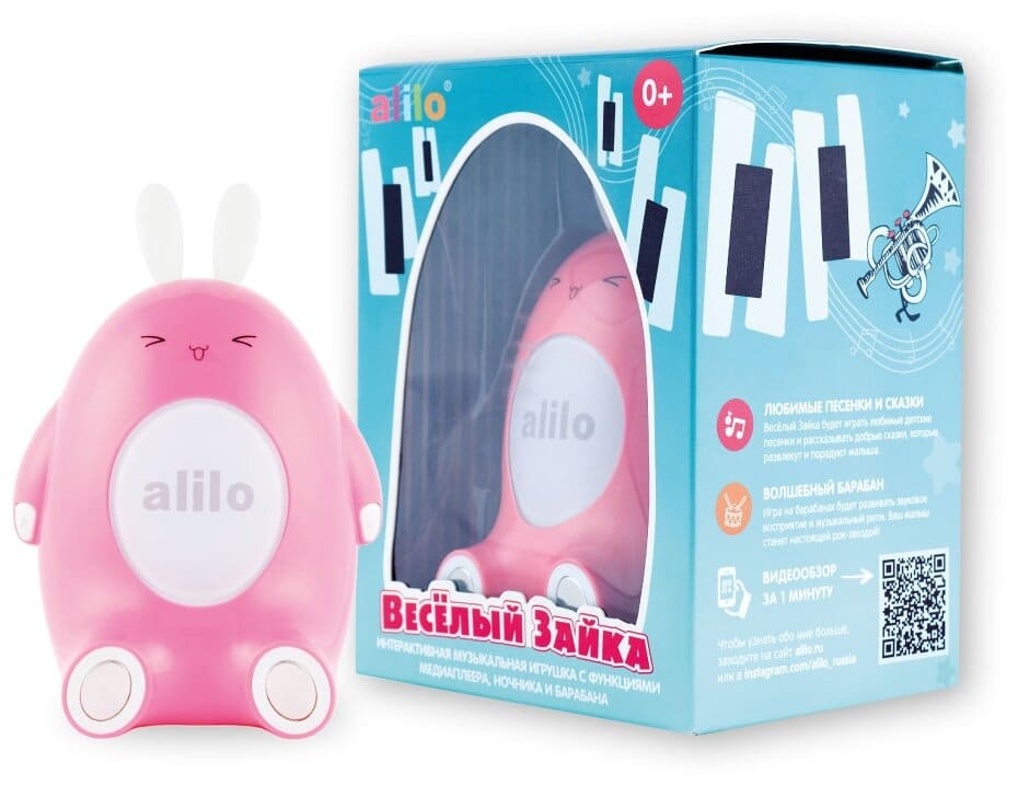 Идея для подарка: Интерактивная развивающая игрушка alilo Весёлый зайка P1, розовый/белый