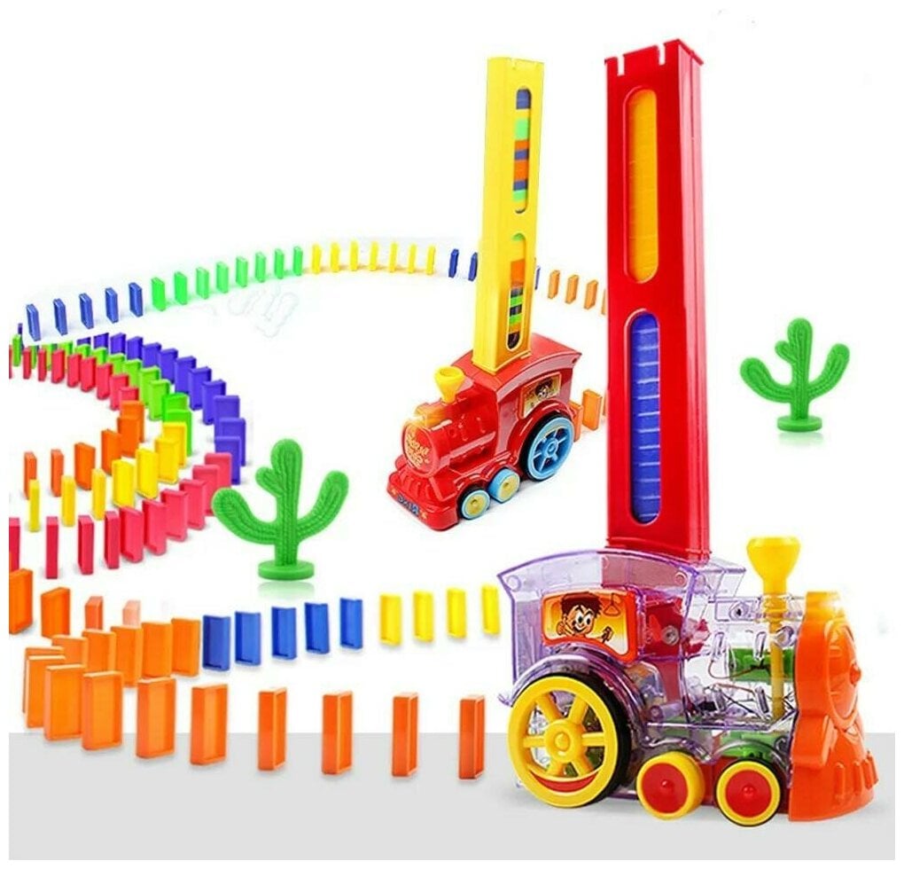Идея для подарка: Интерактивный Паровозик Домино Domino Train, поезд домино развивающая игрушка для детей, светится, звучит 80 psc.