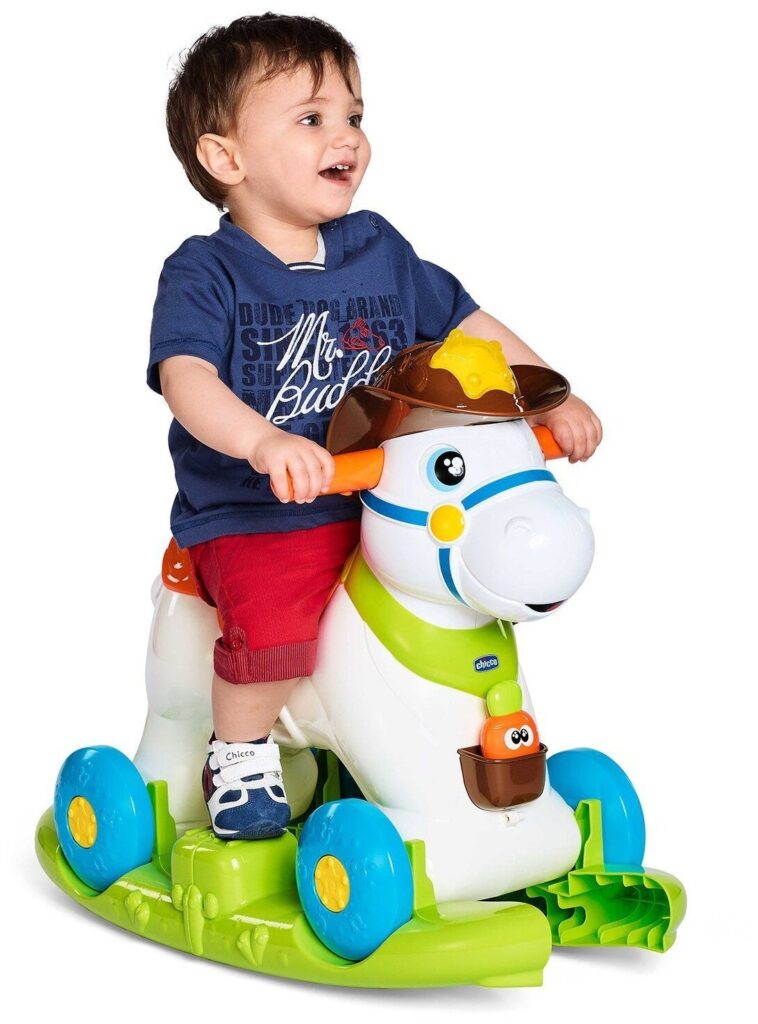 Идея для подарка: Каталка-качалка Chicco Baby Rodeo (79070) белый/зеленый/оранжевый/голубой