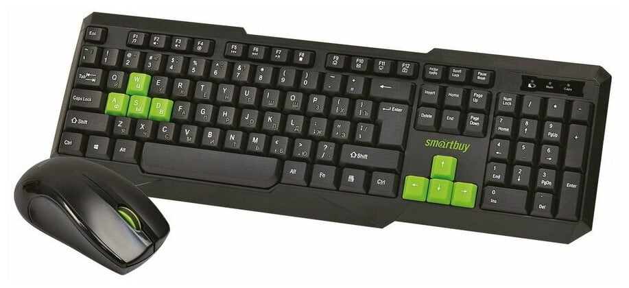 Идея для подарка: Комплект клавиатура мышь мультимедийный Smartbuy ONE 230346A (SBC-230346AG-KN) черно-зеленый
