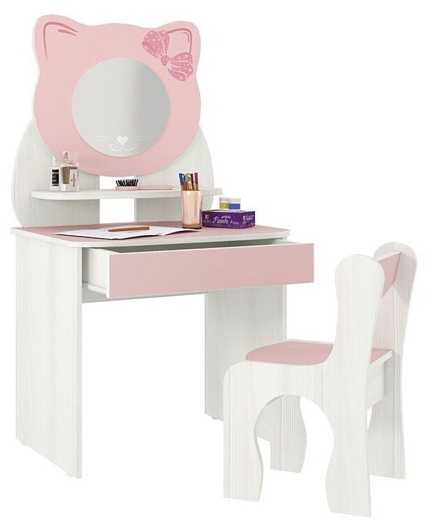 Идея для подарка: Комплект MEBELSON стол стул Котенок 60x37 см белый рамух/розовый