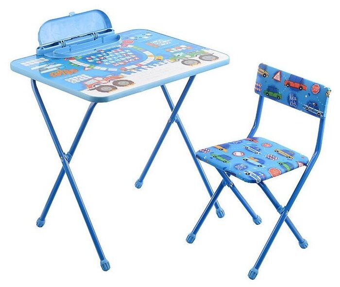 Идея для подарка: Комплект Nika стол стул Познайка Большие гонки КП2/БГ голубой
