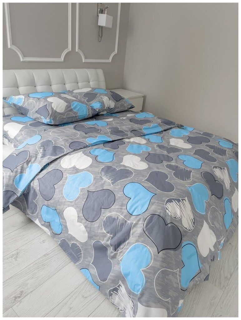 Идея для подарка: Комплект постельного белья Семейный Галтекс Нежность поплин Романтика голубой