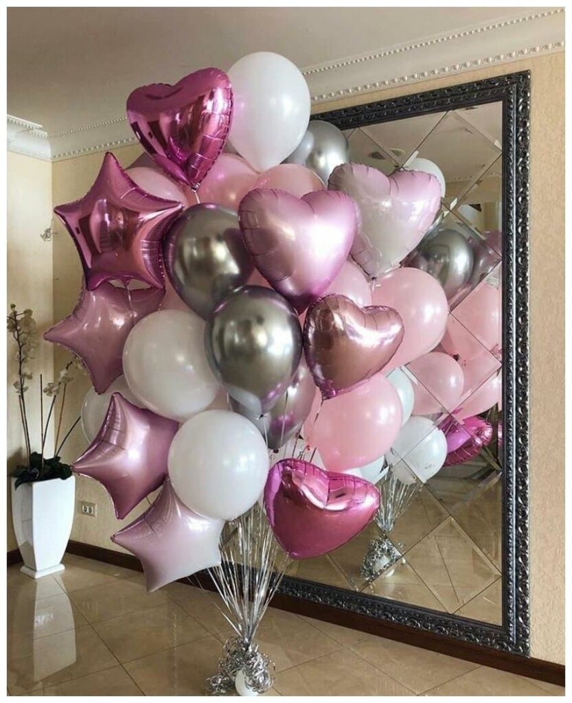 Идея для подарка: Композиция шаров на день рождения,воздушные шары с гелием,фонтан из шаров,доставка шаров