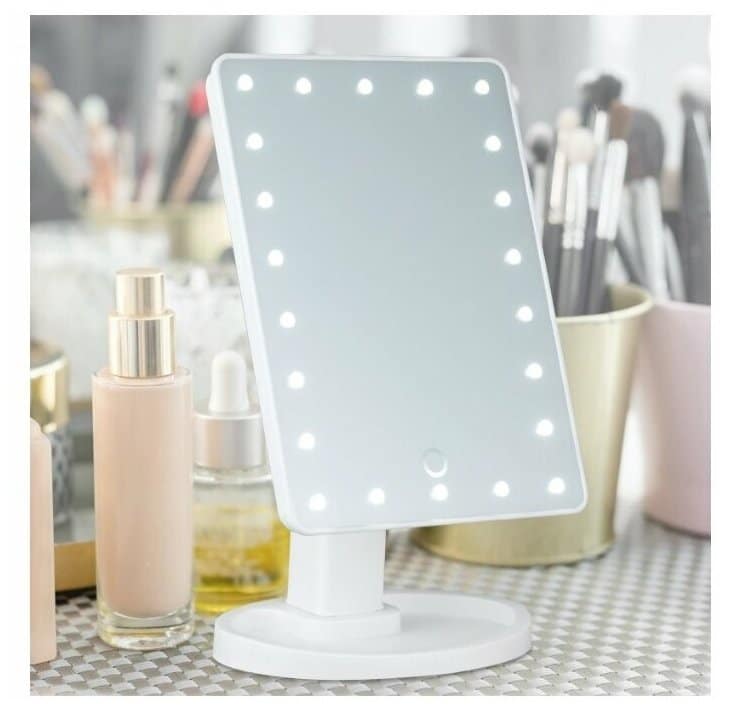 Идея для подарка: Косметическое зеркало настольное Goodly Led Mirror со светодиодной подсветкой, сенсорное управление, цвет: белый