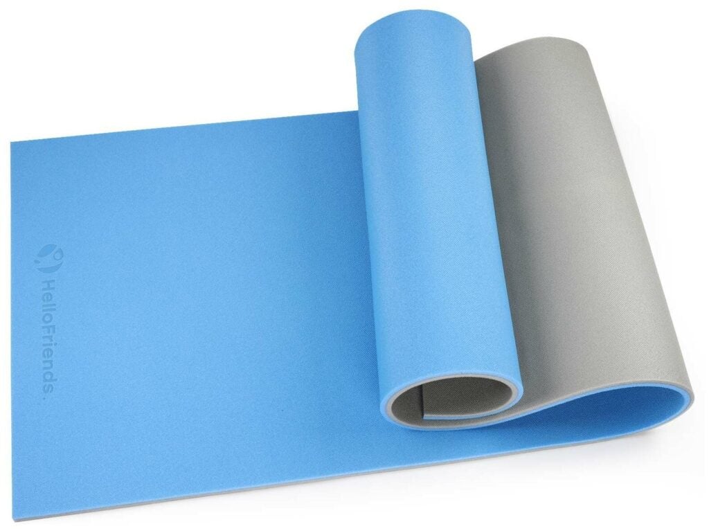 Идея для подарка: Коврик для йоги и фитнеса soft 12mm 180x60cm, синий / серый