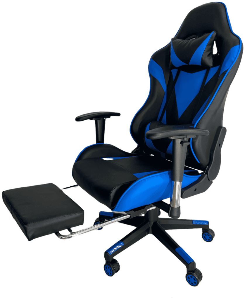 Идея для подарка: Кресло компьютерное , игровое, геймерское с подножкой синий
