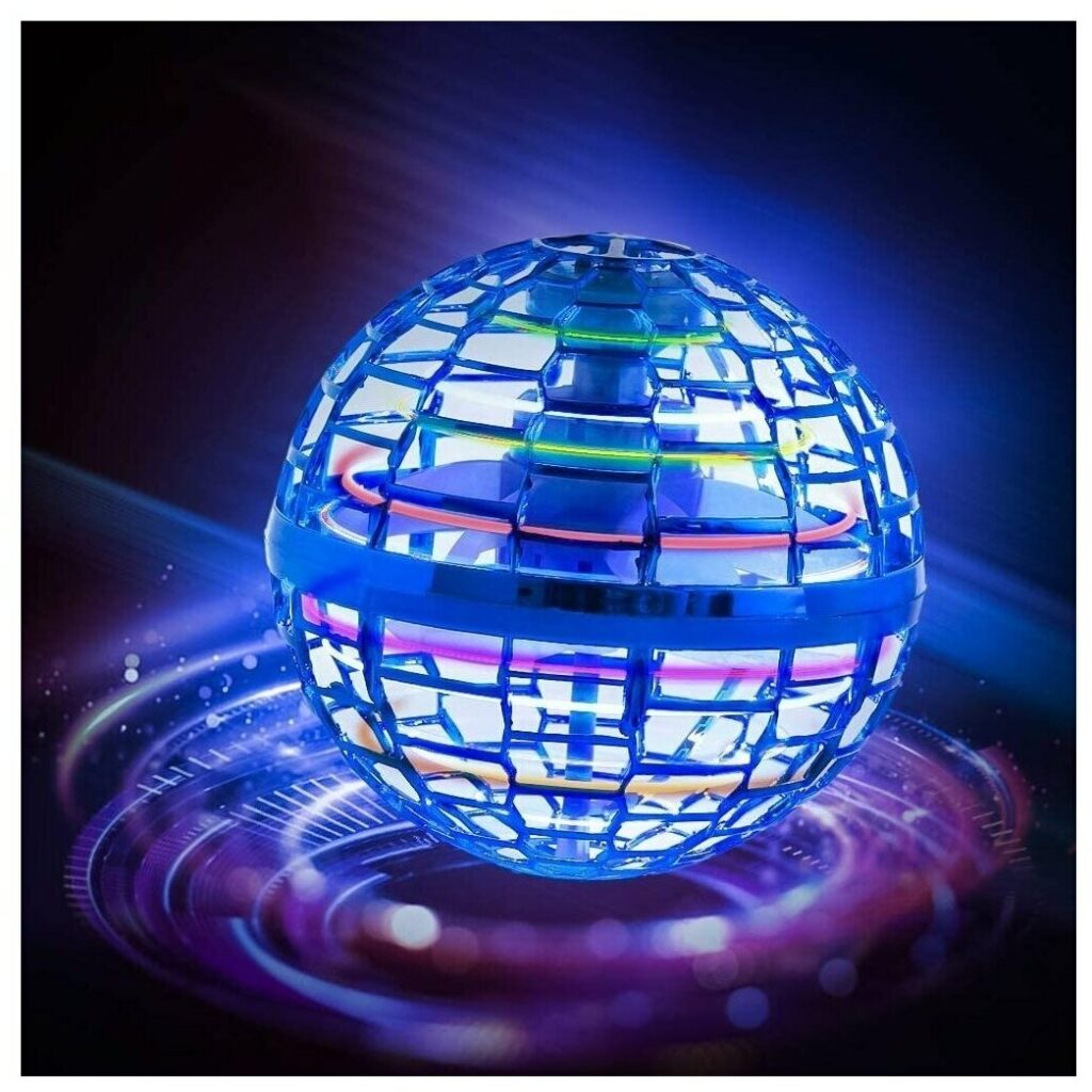 Идея для подарка: Летающий шар со светом / Летающий шар бумеранг / Летающий спиннер / Spin Ball / Детский дрон, синий
