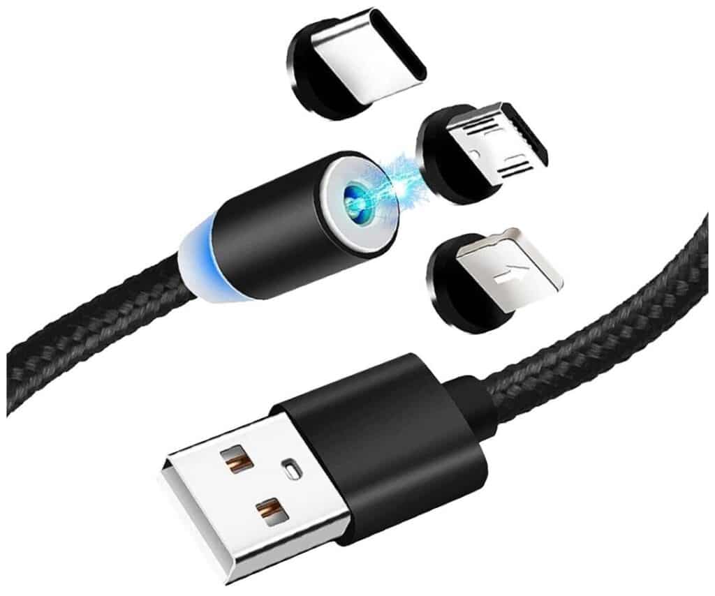 Идея для подарка: Магнитный USB-кабель для зарядки телефона 3в1 с 3-мя разъемами. юсб провод с Type-C, Micro-USB и Lightning, черный шнур