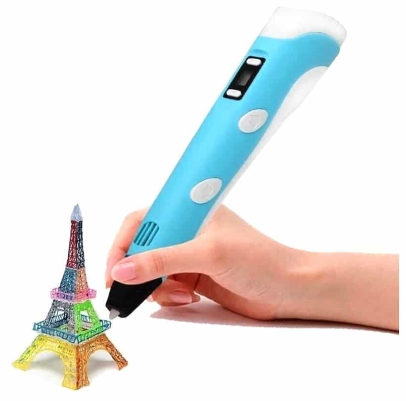 Идея для подарка мальчику: 3D ручка 3DPEN-2 3D ручка 3DPEN-2 (цвет: голубой) с набором пластика PLA 10 цветов по 10 метров и набором трафаретов для 3D ручек