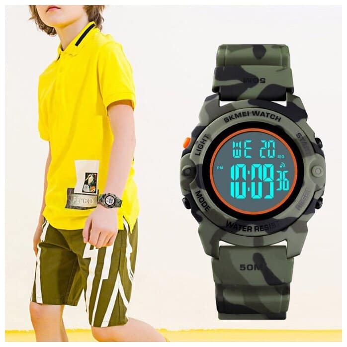 Идея для подарка мальчику: Часы детские SKMEI 1574 - Зеленый камуфляж