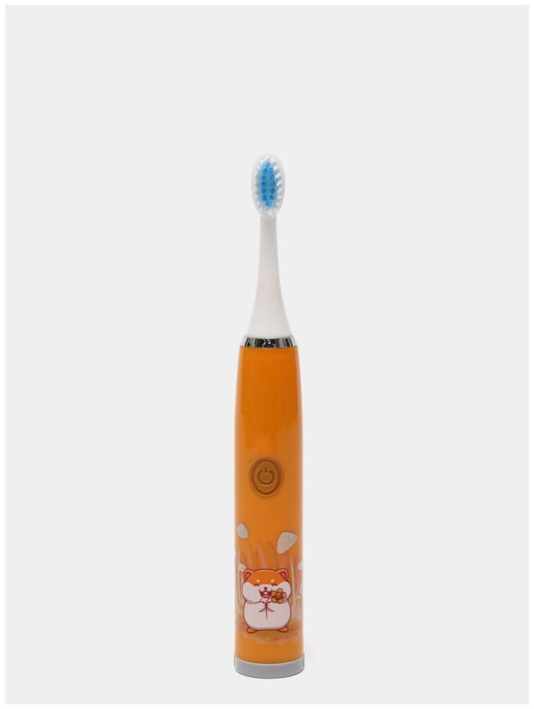 Идея для подарка мальчику: Детская Электрическая зубная щетка, для детей 3-7 лет, с 3 насадками, и батарейкой в комплекте - Хомяк