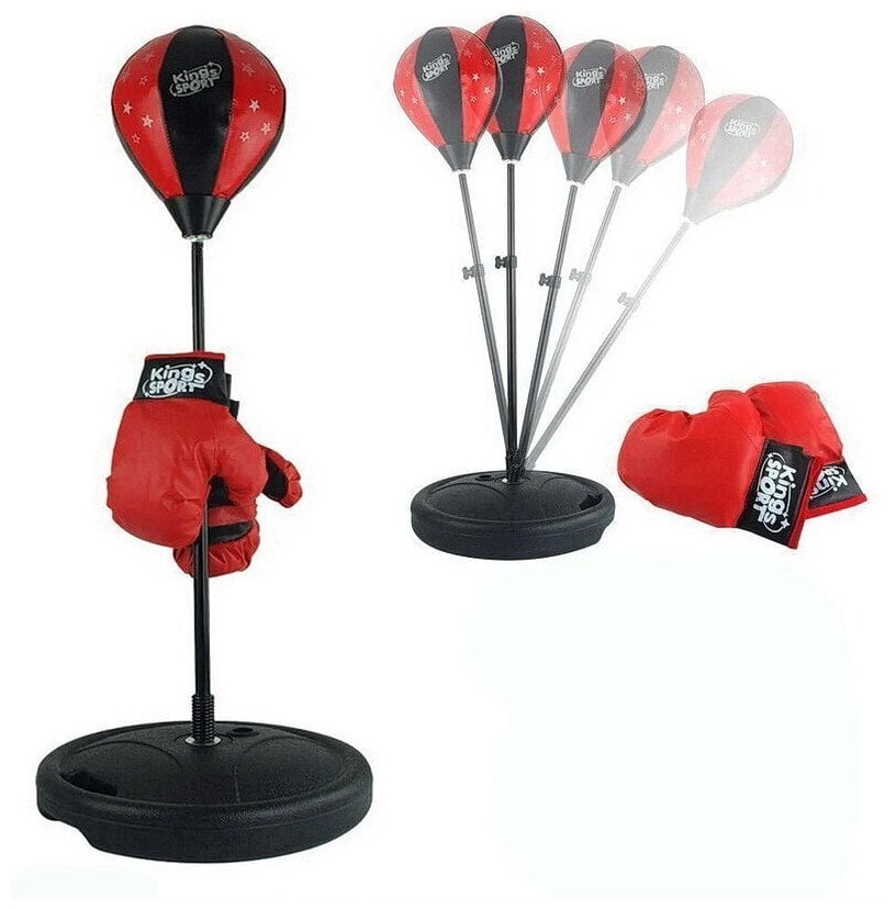 Идея для подарка мальчику: Детский боксерский набор King Sport, стойка груша с перчатками, высота 79 - 120 см, 48х41х13.5 см