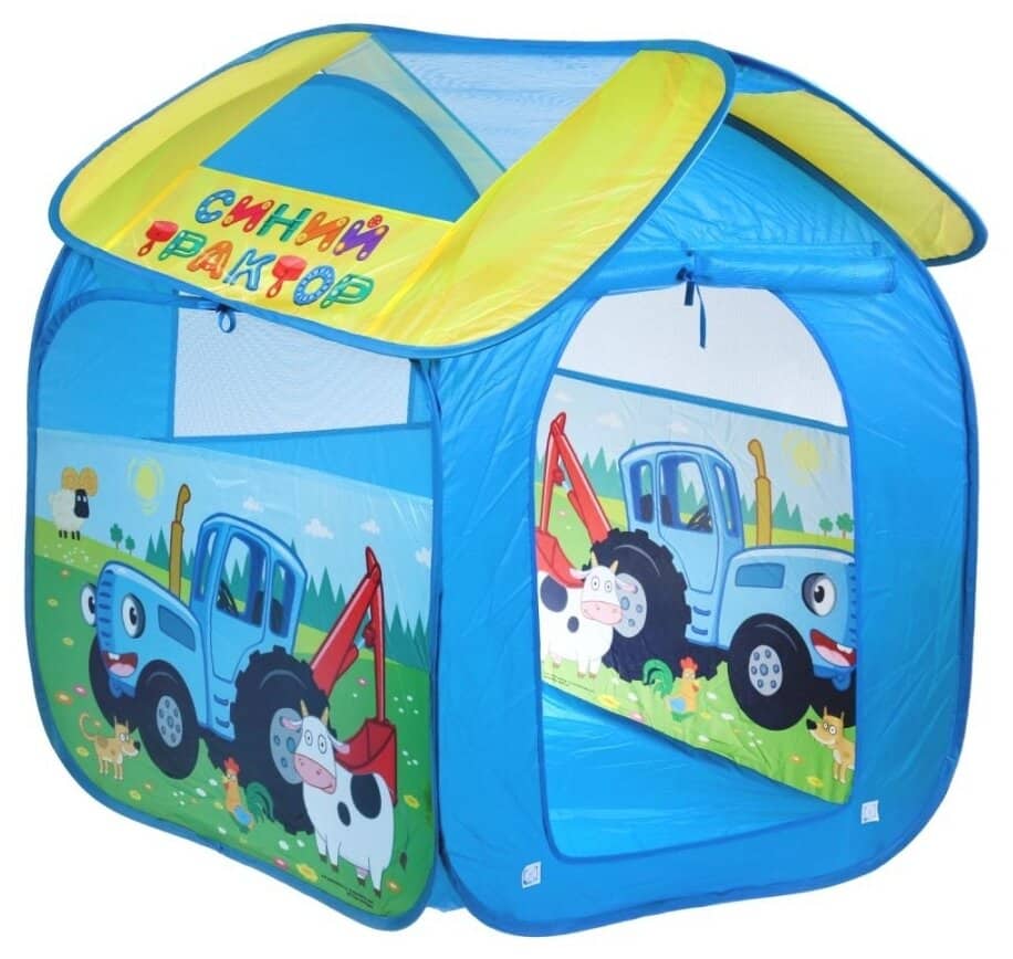 Идея для подарка мальчику: Палатка Играем вместе Синий трактор домик в сумке GFA-BT-R, синий/желтый
